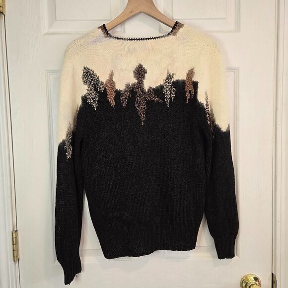 Vintage Magnolia Cardigan Sweater Size‎ M Dynasty 80's Angora Black Gold Ivory - Picture 3 of 9